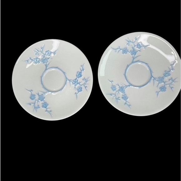 SPODE Antique Bone China Cups And Saucers Geisha Light Blue Blanche de Chine - Picture 6 of 13